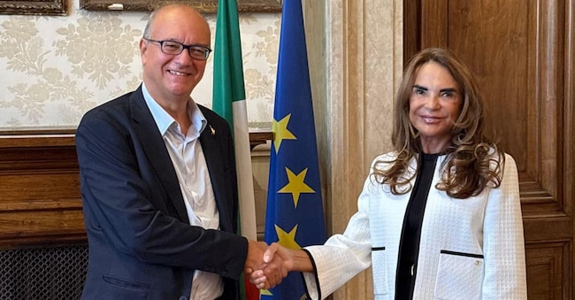 Il ministro Giuseppe Valditara, Nicoletta Zampillo Del Vecchio, Presidente della Fondazione Leonardo Del Vecchio