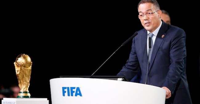 Il presidente della Federazione calcistica del Marocco, Fouzi Lekjaa. (Foto AP/Alexander Zemlianichenko)