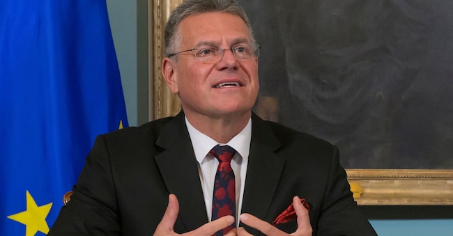 Il commissario europeo per il Commercio e la Sicurezza economica Maros Sefcovic. (AP Photo/Rod Lamkey, Jr.)