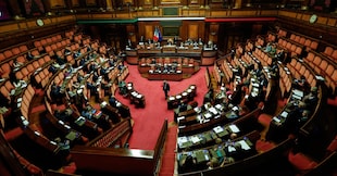 Un momento nell'aula del Senato durante il voto del disegno di legge sulla Riforma elettorale, Roma, 15 Settembre 2026. ANSA/GIUSEPPE LAMI ANSA