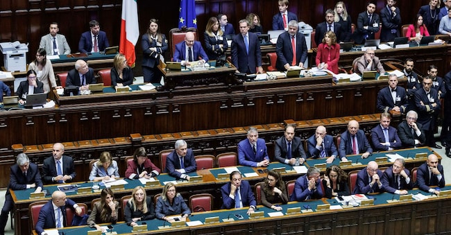 I banchi del governo durante il voto finale segreto sul ddl legge elettorale alla Camera dei deputati, Roma, Giovedì 8 ottobre 2026 (Foto Roberto Monaldo / LaPresse)