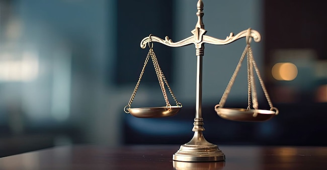 Law scale justice symbol on the blurred background. Judge justice concept. Generative AI illustration barmaleeva - stock.adobe.com