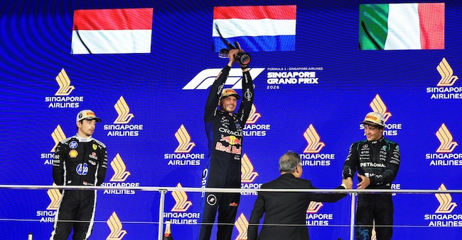 Max Verstappen Charles Leclerc e Andrea Kimi Antonelli  EPA/FAZRY ISMAIL EPA