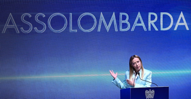 La presidente del Consiglio, Giorgia Meloni all'Assemblea di Assolombarda, Milano, 12 ottobre 2026. ANSA/DANIEL DAL ZENNARO ANSA