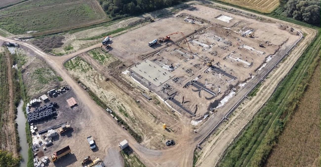 Il cantiere dell’impianto a batterie a Chignola Po (Pavia)