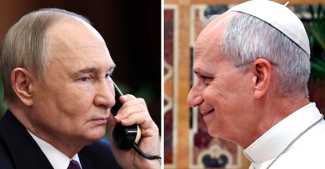 Nella combo, a sinistra Vladimir Putin, a destra Papa Leone XIV, 16 ottobre 2026. ANSA ANSA