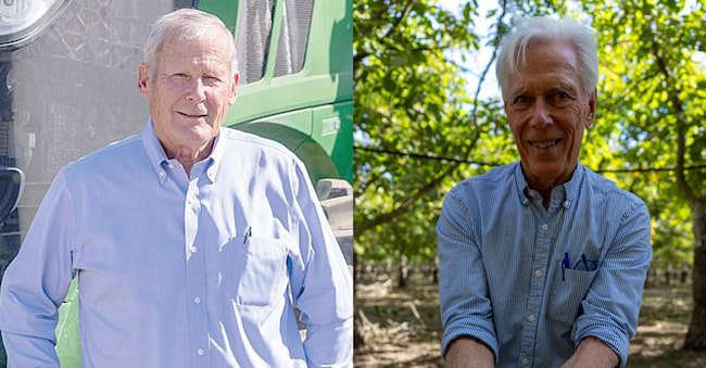 Don Cameron, direttore di Terranova Ranch a Helm; Craig McNamara, proprietario di Sierra Orchards, Winters (credit Nick Roach/Ussa)
