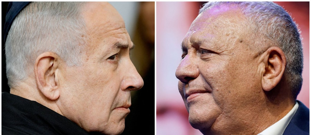 Il primo ministro israeliano Benjamin Netanyahu e il leader dell’opposizione  Gadi Eisenkot. REUTERS/Amir Cohen REUTERS