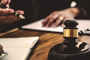 tribunal and justice concept, Consultation with insurance lawyer and customer