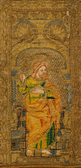 Ricamo liturgico (particolare)San Giacomo MaggioreSpagna (?), sec. XVI, primo quartoTela di lino ricamata; seta, oro filato, oro ritorto. (ph. Leonardo Salvini)
