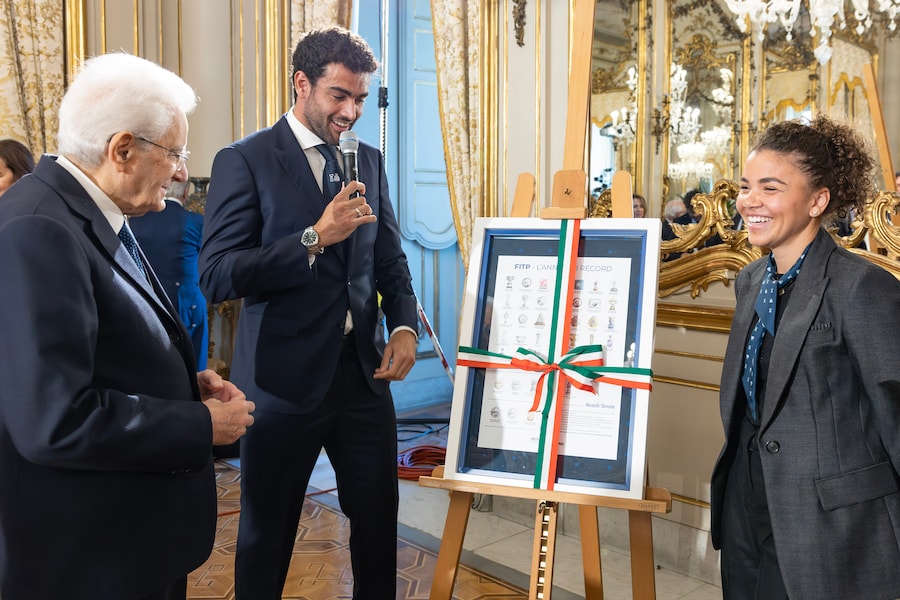 Il Presidente Sergio Mattarella con Jasmine Paolini e Matteo Berrettini (Foto di Francesco Ammendola - Ufficio per la Stampa e la Comunicazione della Presidenza della Repubblica)