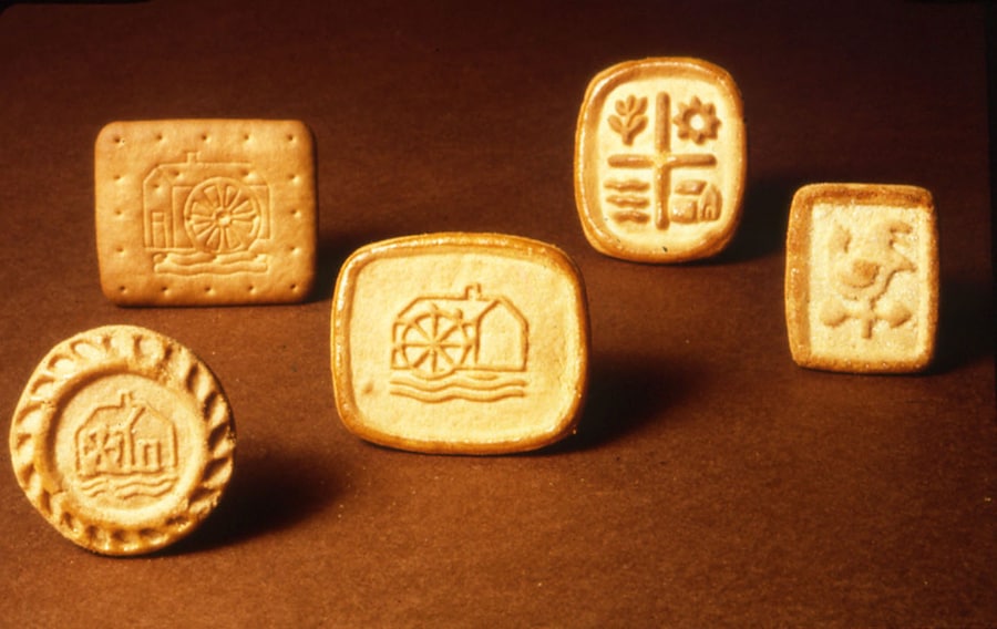 I primi cinque biscotti che Mulino Bianco ha prodotto nel 1975: Tarallucci, Pale, Molinetti, Campagnole e Galletti. (Mulino Bianco)