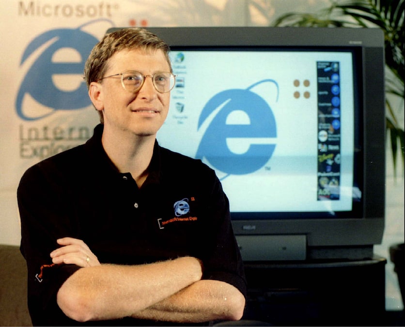 Bill Gates alla presentazione di Internet Explorer 4.0 a San Francisco