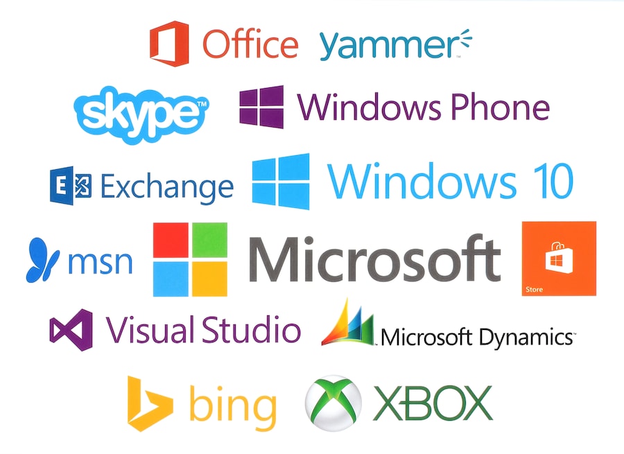 I logo di alcuni prodotti Microsoft al 2016 (Alamy Stock Photo)