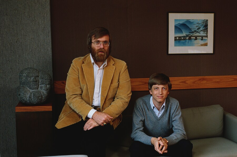 Bill Gates (a destra) e Paul Allen nel 1984. (Photo by © Doug Wilson/CORBIS/Corbis via Getty Images) (Corbis via Getty Images)