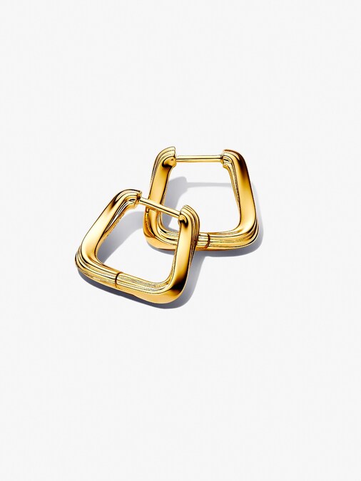 Pandora. Orecchino Cerchio Quadrato, in lega placcata oro 14 ct