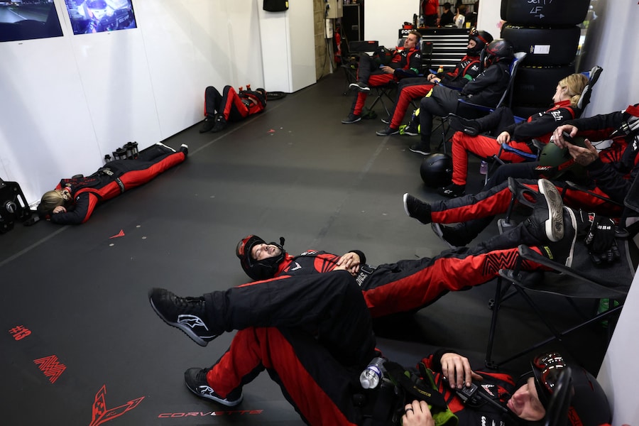 The 24 Hours of Le Mans - Circuit de la Sarthe, Le Mans, France - June 15, 2025 Team AWA Racing are seen during the 24 Hours of Le Mans REUTERS/Stephane Mahe (REUTERS)