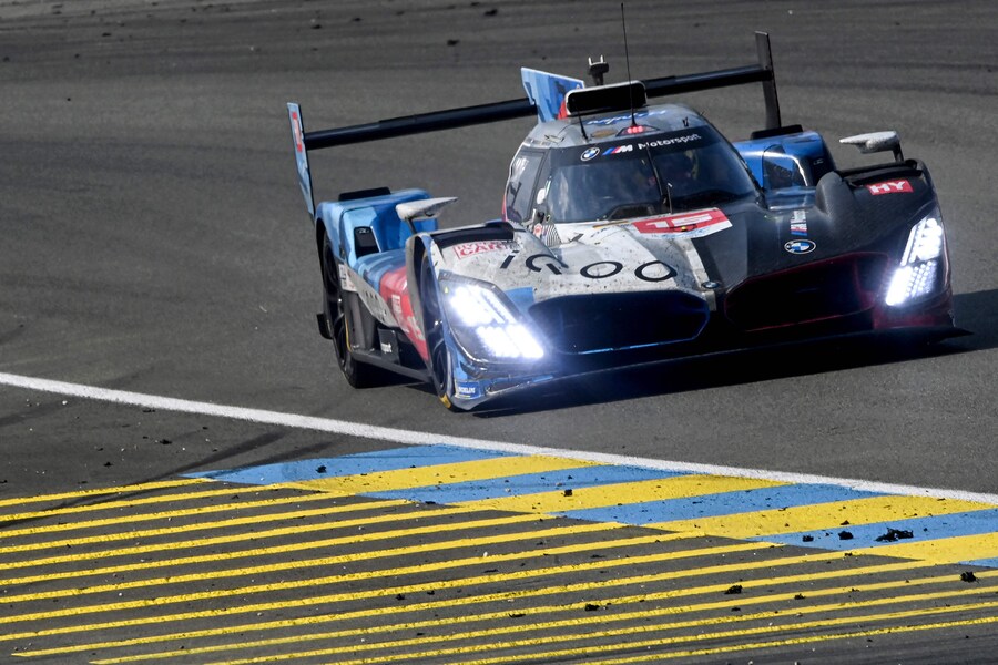 BMW M Team WRT's Belgian driver #15 Dries Vanthoor competes in the 24 Hours of Le Mans 2025, at the Le Mans circuit, north-western France, on June 15, 2025. (Photo by JEAN-FRANCOIS MONIER / AFP) (AFP)