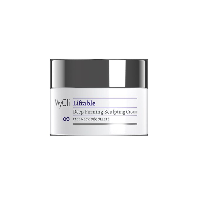 MyCli Liftable – Deep Firming Sculpting Cream Una crema ad effetto dermo ristrutturante anti-gravità progressivo. La sua formula rilancia la produzione di collagene endogeno ripristinando e rimodellando i contorni del viso per una pelle compatta e liftata. Contrasta i danni causati dallo stress ossidativo, ridensifica i tessuti e attenua le rughe di espressione. Tecnologia micromolecolare integrata a base di: Trilagen KGF, troxerutina, e Expretide 8