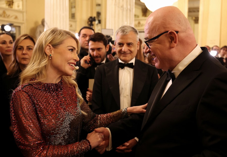Barbara Berlusconi e il Sovrintendente e direttore artistico Fortunato Ortombina iREUTERS/Claudia Greco (REUTERS)