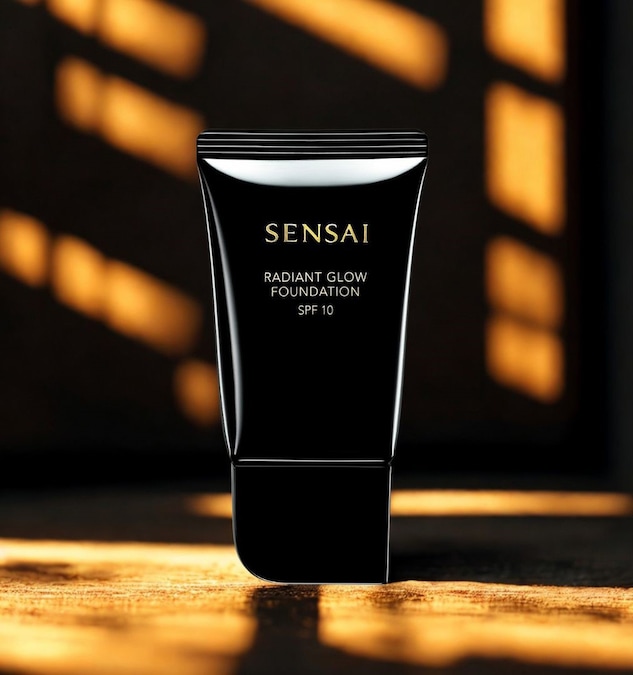 Sensai RADIANT GLOW FOUNDATION. Si avvale di un’esclusiva tecnologia gel, in grado di garantire idratazione e luminosità a lungo termine. Grazie a Radiant Glow Formula, il fondotinta con spf 10, crea un film impercettibile che aderisce alla pelle adattandosi alle espressioni del viso e impedendo al prodotto di depositarsi nelle rughe, garantendo un finish luminoso.