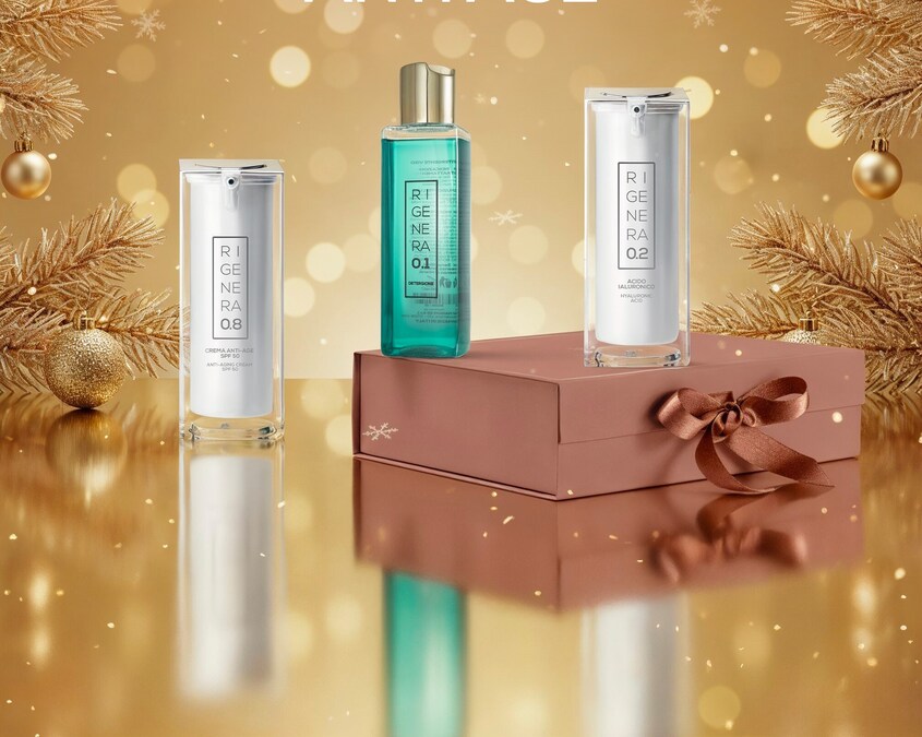 Kit Anti-Age Minisize – Edizione Natale Rigenera. Un cofanetto deluxe pensato come regalo prezioso o compagno di viaggio, che racchiude tre essenziali della routine anti-age Rigenera in formato minisize. Detersione ultra delicata, idratazione profonda con acido ialuronico e protezione quotidiana con crema anti-età SPF50: la cosmesi di lusso, pratica e completa, sempre con te. https://www.luxury-perfumes.net/prodotto/rigenera-kit-anti-age-minisize-nat/