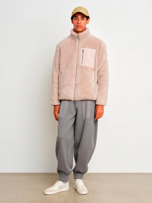 Tatras. Giacca in fleece-boa con zip metalliche con taschino a contrasto