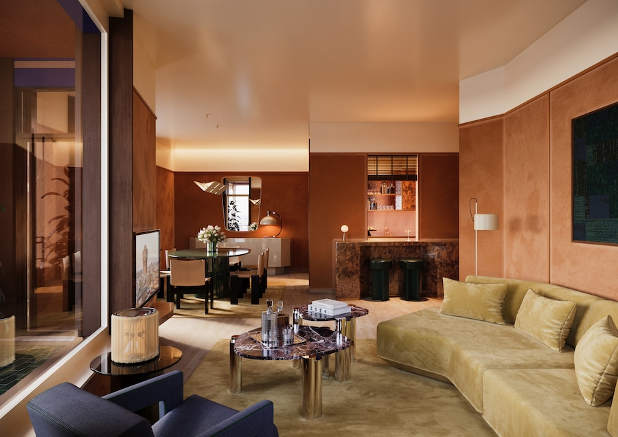 Il render di un appartamento di METT: (Suite and luxury residences)