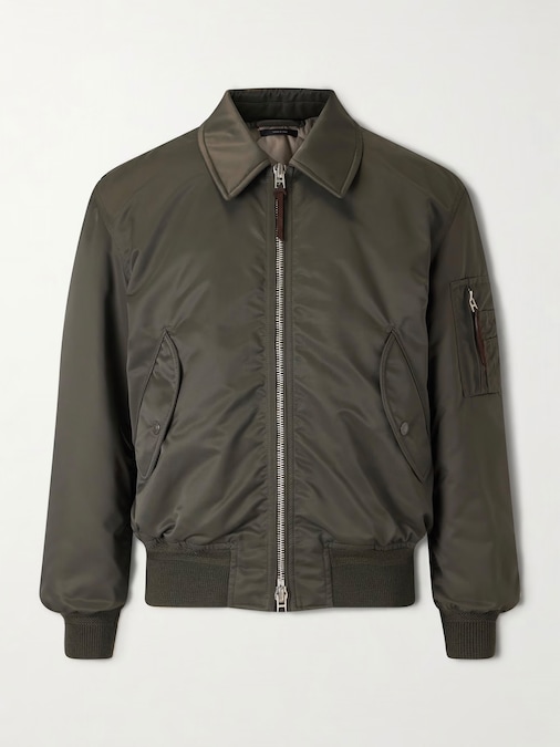 Tom Ford. Bomber in raso tecnico imbottito, polsi e fondo in maglia