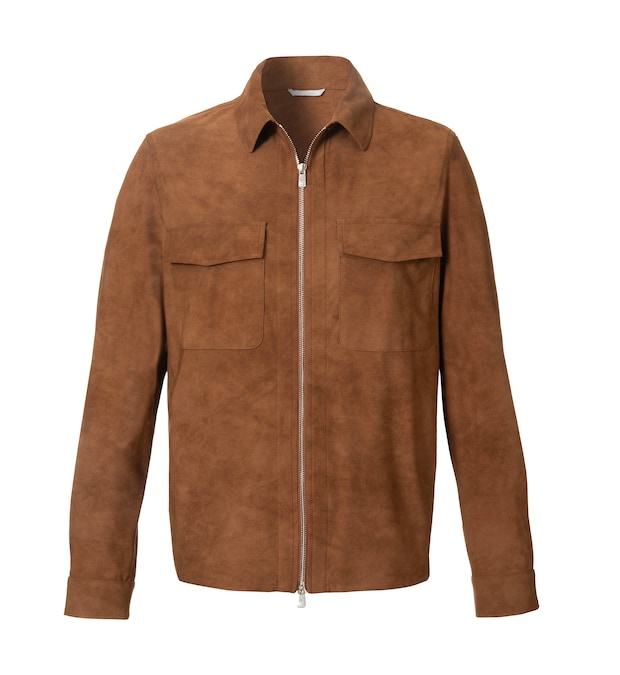 Marco Pescarolo. Zip jacket tecnica effetto scamosciato con tasche a toppa e laterali