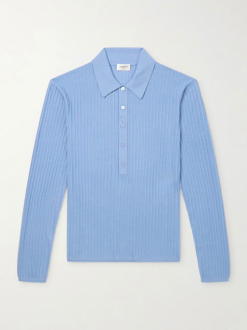 Saint Laurent. Slim-fit in misto lana, cashmere e seta con costina a rilievo
