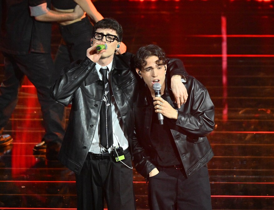 LDA, pseudonimo di Luca D'Alessio con AKA 7even, pseudonimo di Luca Marzano Sanremo 76° Festival della canzone italiana prima serata (Foto IPP/Felice De Martino)