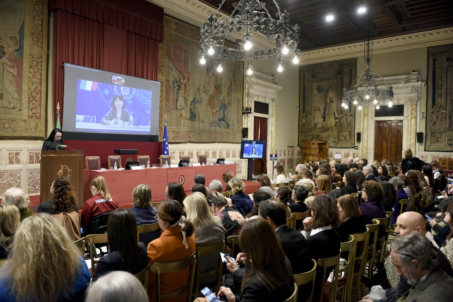 Videocollegamento in diretta della ministra per la Famiglia, la Natalità e le Pari Opportunità, Eugenia Roccella (Paolo Poce)