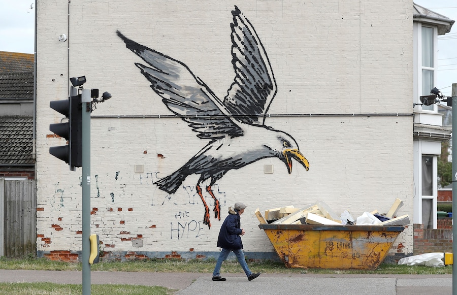 Un'opera di Banksy a Lowestoft, in Gran Bretagna, l'8 agosto 2021. REUTERS/Peter Nicholls (REUTERS)