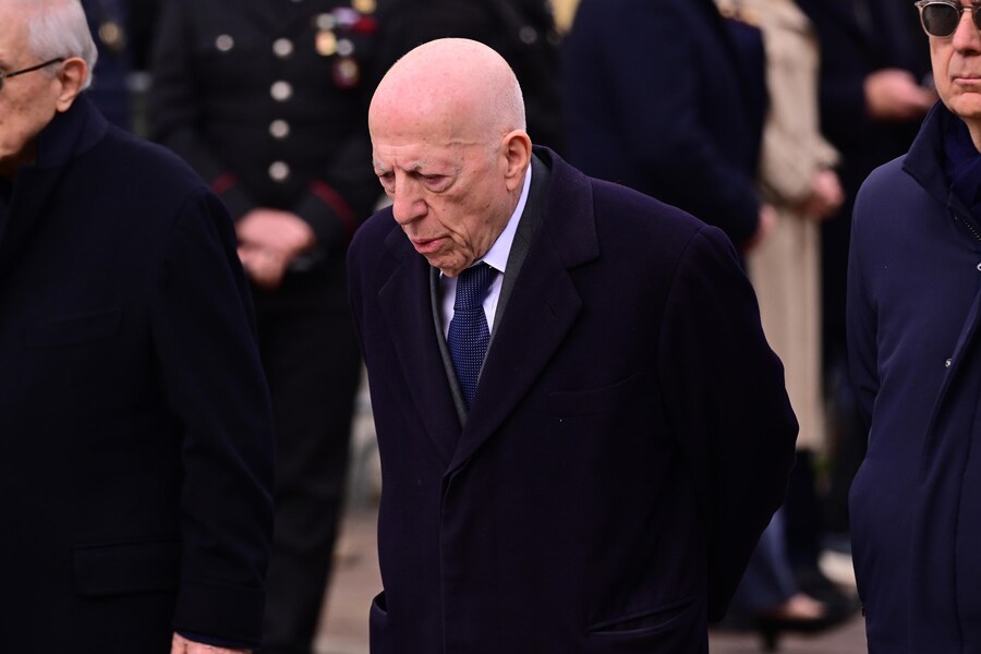 Fedele Confalonieri partecipa ai funerali del fondatore della Lega Nord, Umberto Bossi. (ANSA)