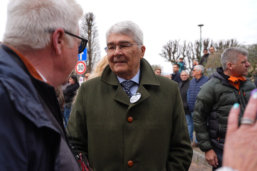 Roberto Castelli al funerale di Umberto Bossi. (LAPRESSE)