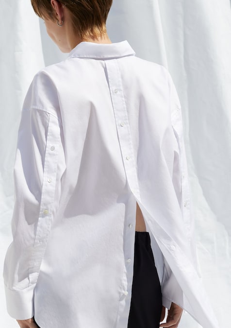 Xacus. Camicia over in popeline di cotone con abbottonatura fronte e retro