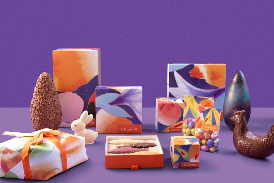 Guido Gobino, uovo, scatola con pesci di cioccolato 19,50 euro, colomba con tourinot e albicocche, 950 grammi, 41 euro