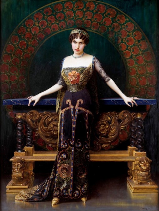Vittorio Matteo Corcos, Ritratto della marchesa Edith Oliver Dusmet, 1911, olio su tela, 198 × 150 cm, Roma, Galleria Nazionale di Arte Antica - Palazzo Barberini