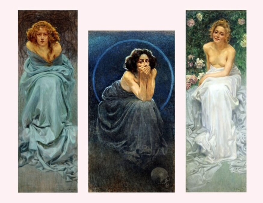 Giorgio Kienerk, L’enigma umano, trittico, 1900; Pavia, Musei Civici
