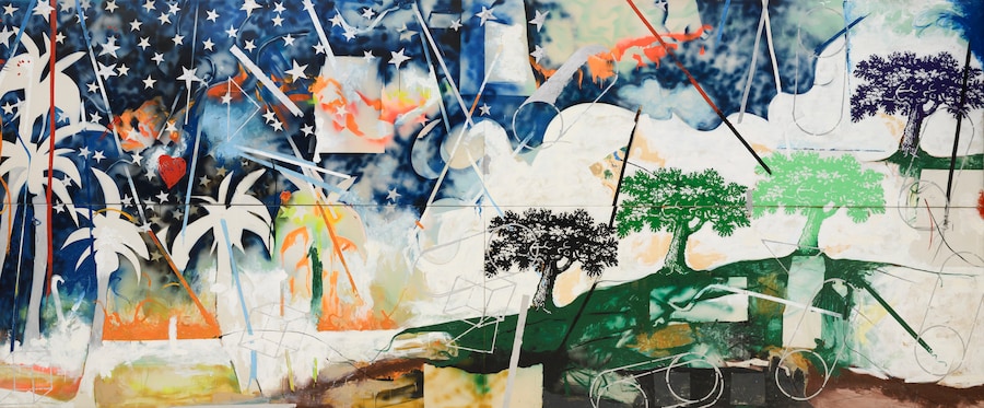 Mario Schifano Interno di casa romana , 1968 (dettaglio) smalto, spray, grafite e pastello su tela, 303 × 720 cm, polittico Collezione privata Foto Giorgio Benni (MARIO SCHIFANO, by SIAE © Archivio Mario Schifano)