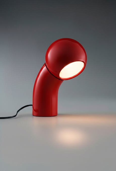 Lampada da tavolo Pallino, riedizione della prima versione di Elio Martinelli degli anni Settanta, con diffusore orientabile, MARTINELLI LUCE.