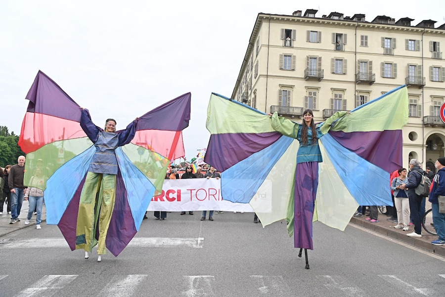 Corteo del Primo Maggio a Torino 10 Maggio 2026. (ANSA)