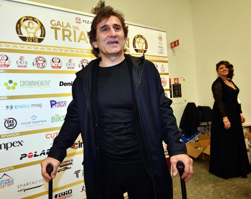 Alex Zanardi al suo arrivo alla sesta edizione del GalÃ? del del Triathlon a Palazzo Lombardia, Milano, 9 febbraio 2018. ANSA/DANIEL DAL ZENNARO (ANSA)