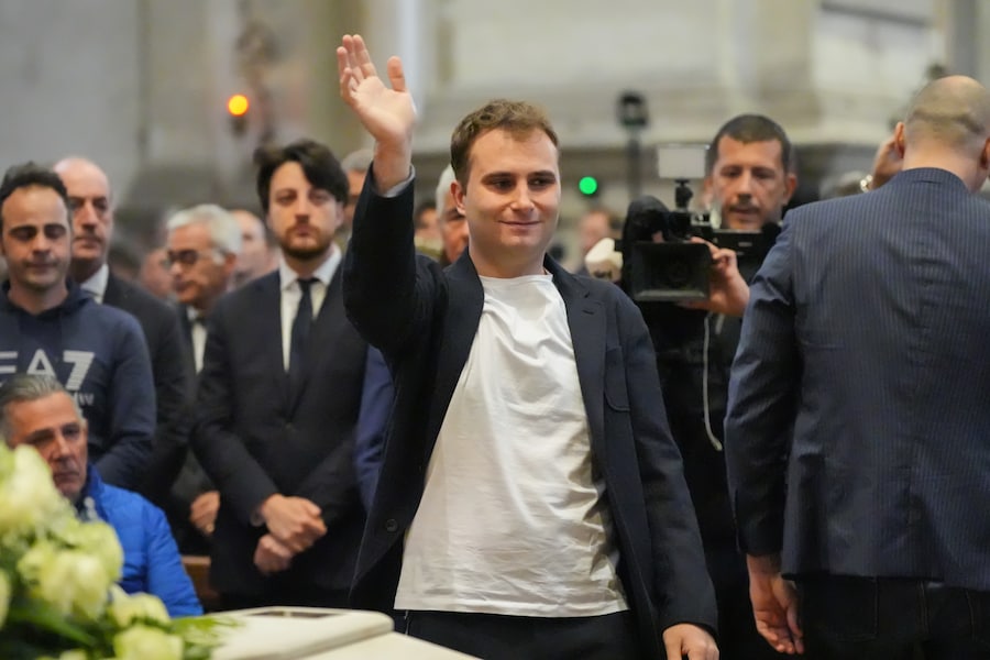 Figlio Niccolo Zanardi ai Funerali di Alex Zanardi presso la Basilica di Santa Giustina, Padova (Italy) May 5, 2026 (Photo Claudio Furlan/LaPresse) Alex Zanardi’s funeral at the Basilica of Santa Giustina, Padua (Italy), 5 May 2026 (Photo: Claudio Furlan/LaPresse) (LAPRESSE)