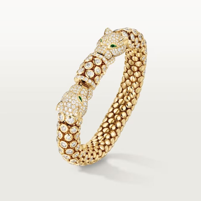 Bracciale Panthère in oro giallo, diamanti e smeraldi, CARTIER (257.000 €).