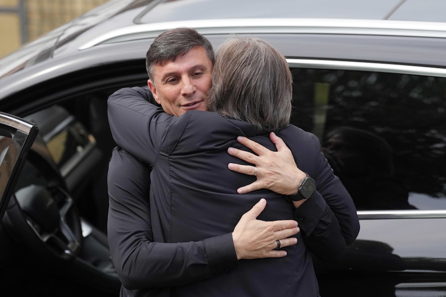 Javier Zanetti e Daniele Oriali durante i funerali di Evaristo Beccalossi a Brescia, nel nord Italia – venerdì 8 maggio 2026. Notizie – Sport. (Foto di Spada/LaPresse) (LAPRESSE)