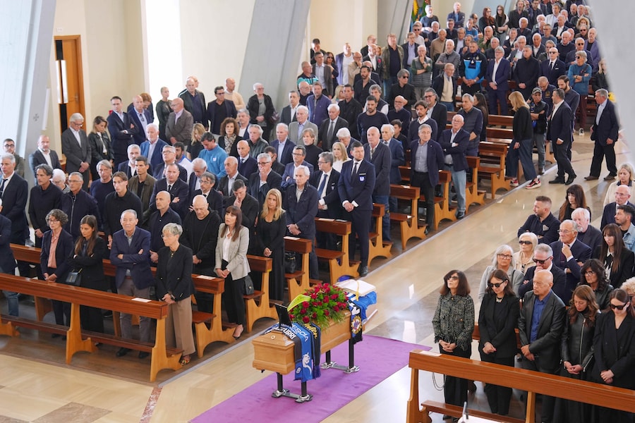 Un momento durante i funerali di Evaristo Beccalossi a Brescia, nel nord Italia – venerdì 8 maggio 2026. (Foto di Spada/LaPresse) (LAPRESSE)