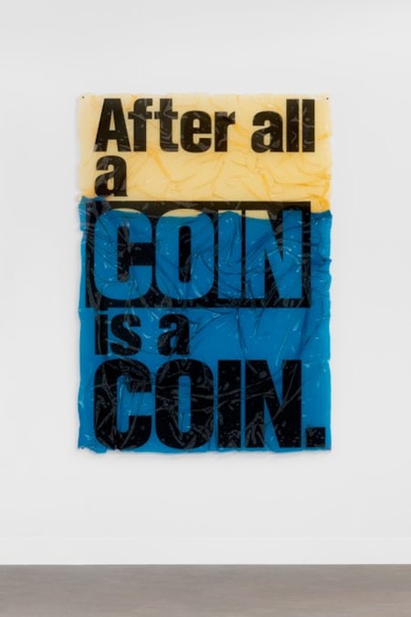 Ndayé Kouagou, A coin is a coin, 2022, plexiglass, tessuto, resina © Ndayé Kouagou, Courtesy Collezione Maramotti