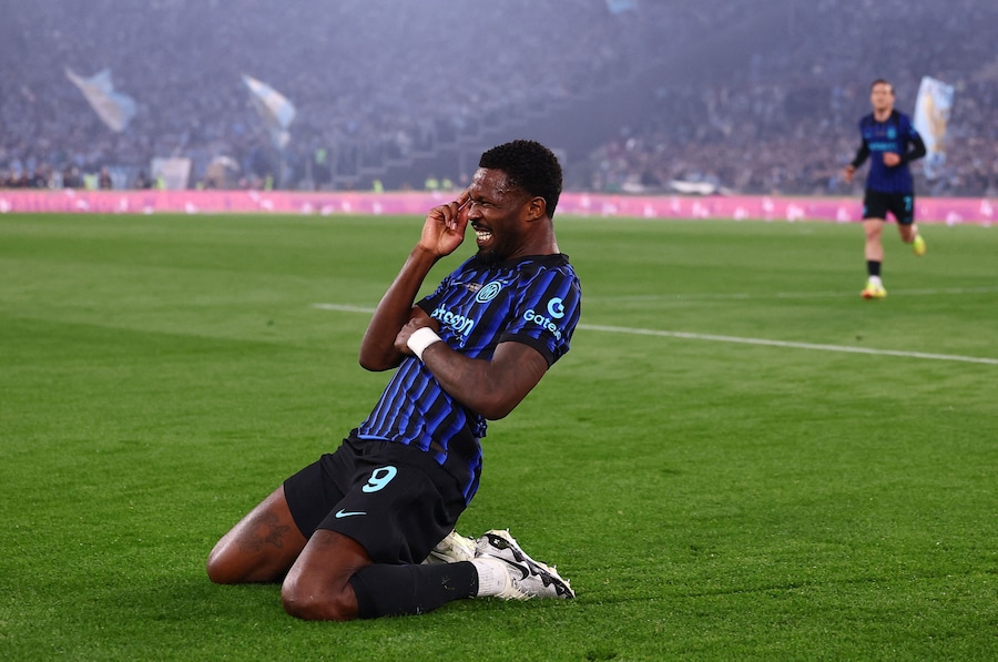 Marcus Thuram dell'Inter esulta per il primo gol. (REUTERS)